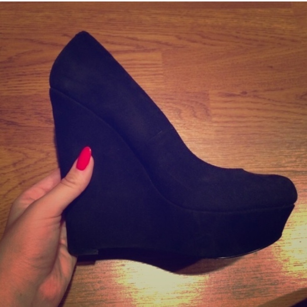 Bakers black suede wedges